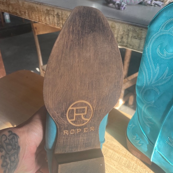 Turquoise Roper knee high suede  Cowboy boots 11🦋 - Picture 4 of 11